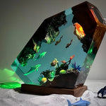 Diver and Orca Resin Lamp