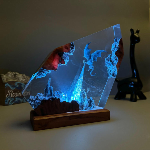 Ice Dragon Resin Lamp