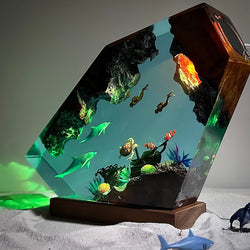 Diver and Orca Resin Lamp