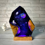 Galaxy Resin Lamp with Multicolor LED Base