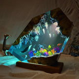 Humpback Whale & Jellyfish Resin Lamp