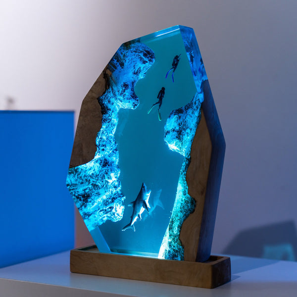 Blue Ocean Resin Lamp