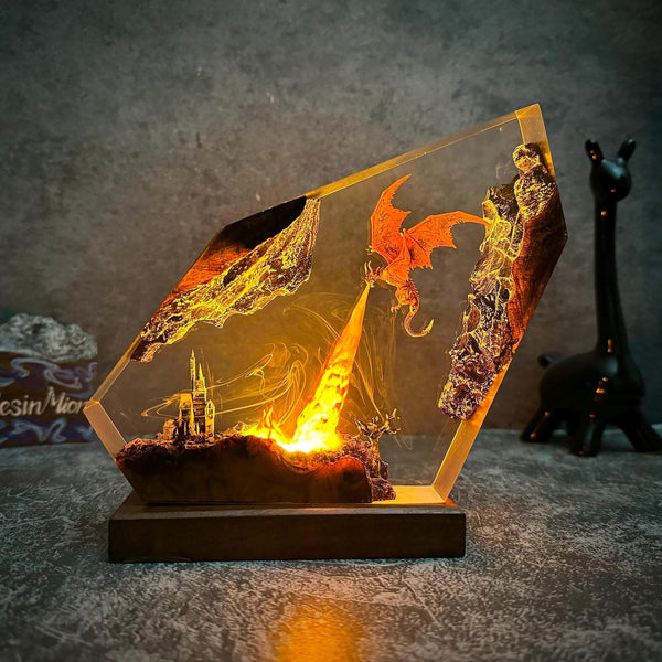 Fire Dragon Resin Lamp